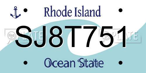 SJ8T751 Rhode Island License Plate