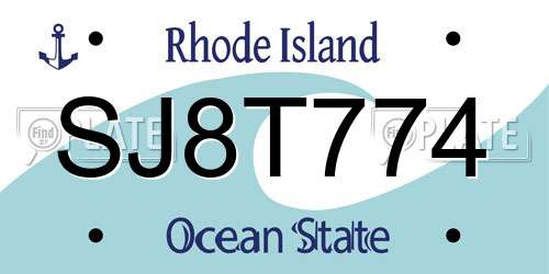SJ8T774 Rhode Island License Plate