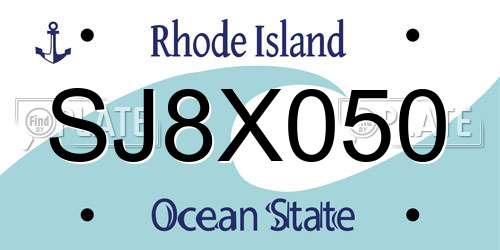 SJ8X050 Rhode Island License Plate