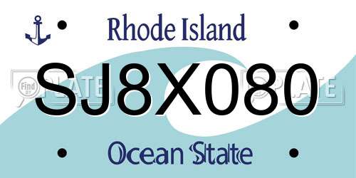 SJ8X080 Rhode Island License Plate