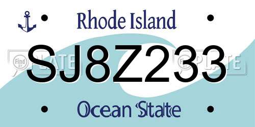 SJ8Z233 Rhode Island License Plate