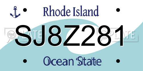 SJ8Z281 Rhode Island License Plate
