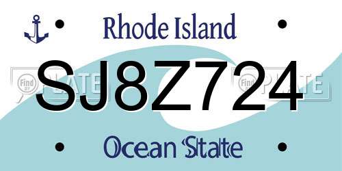 SJ8Z724 Rhode Island License Plate