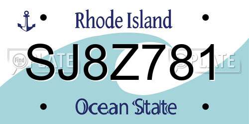 SJ8Z781 Rhode Island License Plate