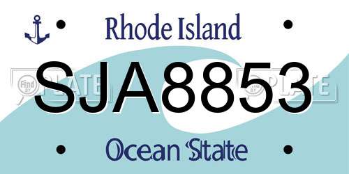 SJA8853 Rhode Island License Plate