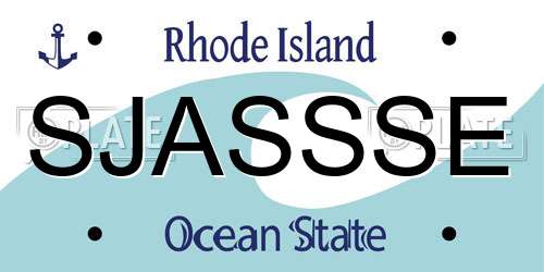 SJASSSE Rhode Island License Plate