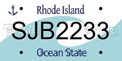 SJB2233 Rhode Island License Plate