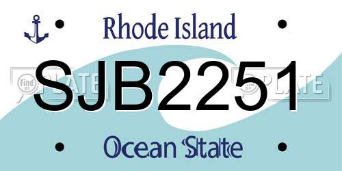 SJB2251 Rhode Island License Plate