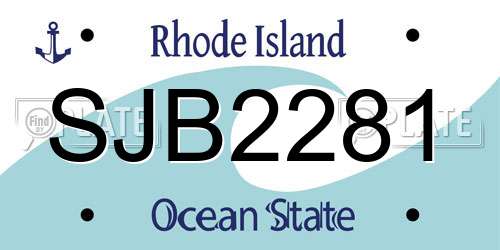 SJB2281 Rhode Island License Plate