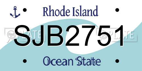 SJB2751 Rhode Island License Plate