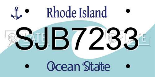 SJB7233 Rhode Island License Plate