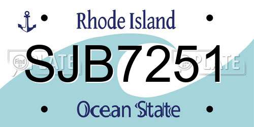 SJB7251 Rhode Island License Plate