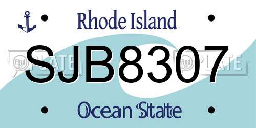 SJB8307 Rhode Island License Plate