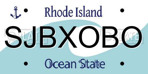 SJBXOBO Rhode Island License Plate