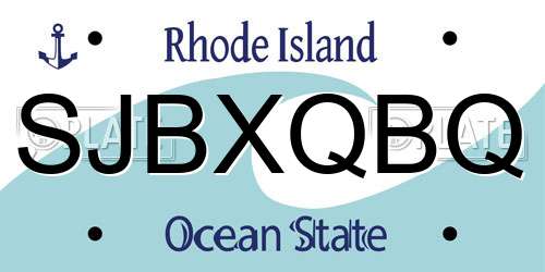 SJBXQBQ Rhode Island License Plate
