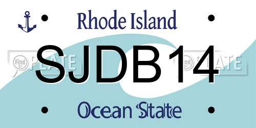 SJDB14 Rhode Island License Plate