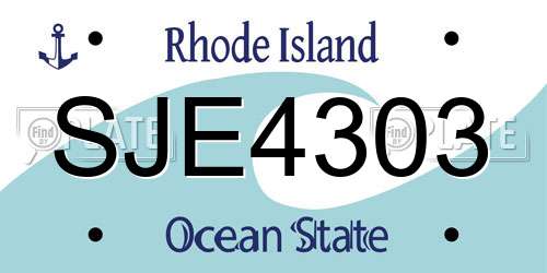 SJE4303 Rhode Island License Plate