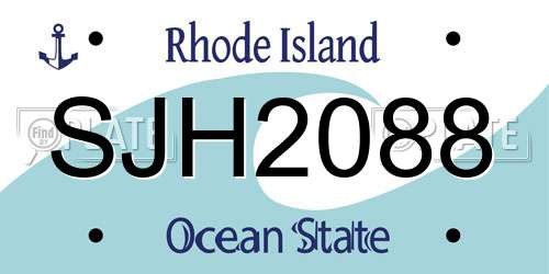 SJH2088 Rhode Island License Plate