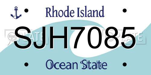 SJH7085 Rhode Island License Plate