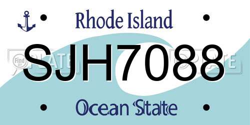 SJH7088 Rhode Island License Plate