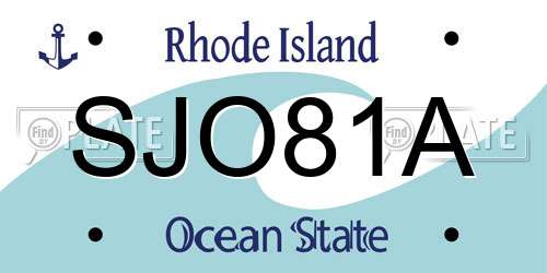 SJO81A Rhode Island License Plate