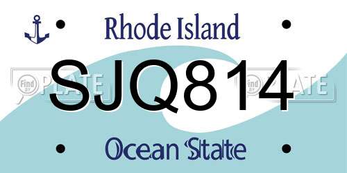 SJQ814 Rhode Island License Plate
