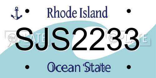 SJS2233 Rhode Island License Plate