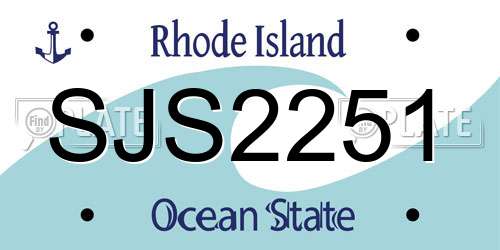 SJS2251 Rhode Island License Plate
