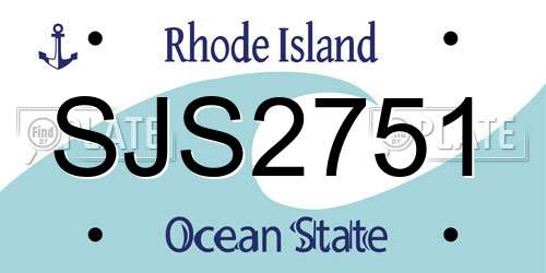 SJS2751 Rhode Island License Plate