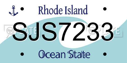 SJS7233 Rhode Island License Plate
