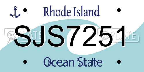 SJS7251 Rhode Island License Plate