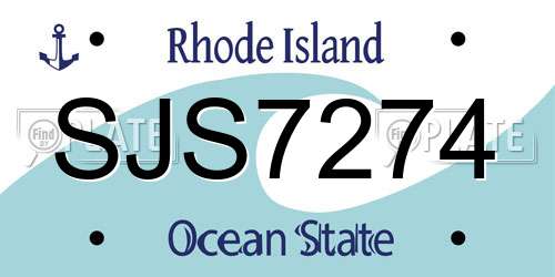 SJS7274 Rhode Island License Plate