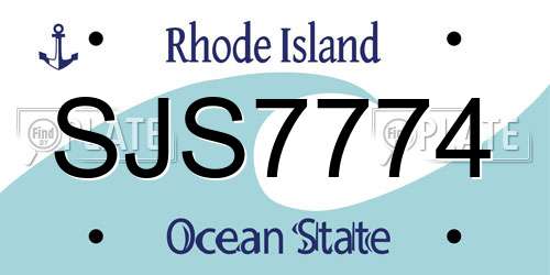 SJS7774 Rhode Island License Plate