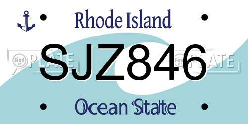 SJZ846 Rhode Island License Plate
