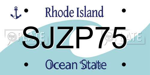 SJZP75 Rhode Island License Plate