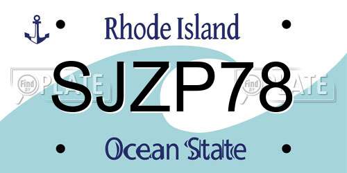 SJZP78 Rhode Island License Plate
