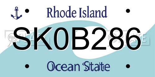 SK0B286 Rhode Island License Plate