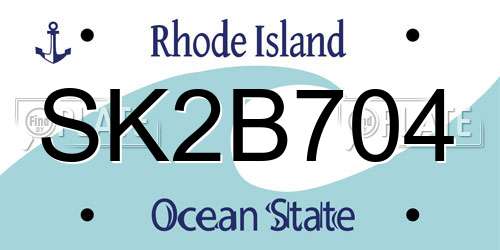 SK2B704 Rhode Island License Plate