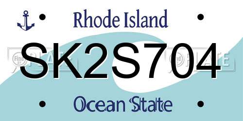 SK2S704 Rhode Island License Plate