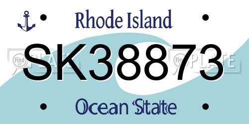 SK38873 Rhode Island License Plate