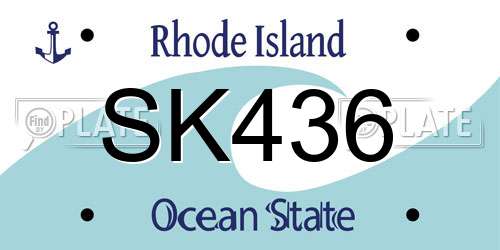 SK436 Rhode Island License Plate