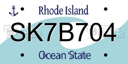 SK7B704 Rhode Island License Plate