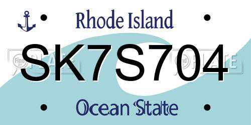 SK7S704 Rhode Island License Plate