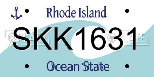SKK1631 Rhode Island License Plate