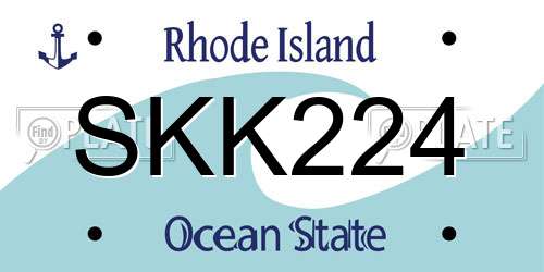 SKK224 Rhode Island License Plate