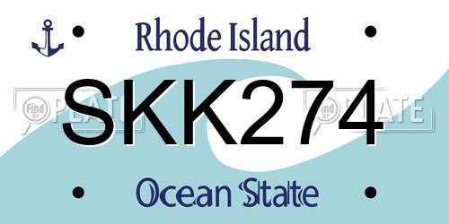 SKK274 Rhode Island License Plate