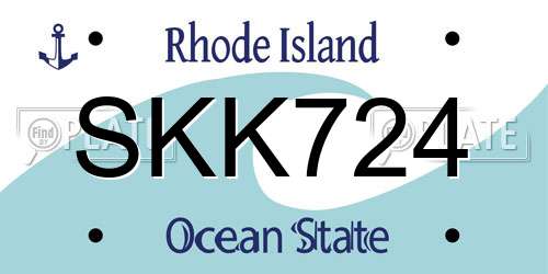 SKK724 Rhode Island License Plate