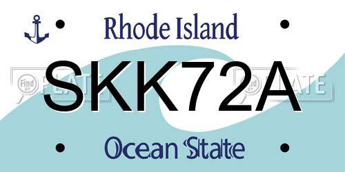 SKK72A Rhode Island License Plate