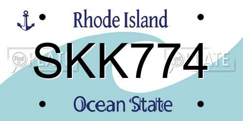 SKK774 Rhode Island License Plate
