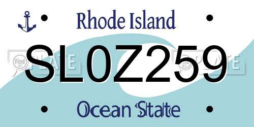 SL0Z259 Rhode Island License Plate